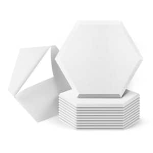 1/25 in. x 14 in. x 12 in. Peel and Stick White Hexagon Decorative Wall Paneling, Soundproof Wall Panels, (12 Pack)