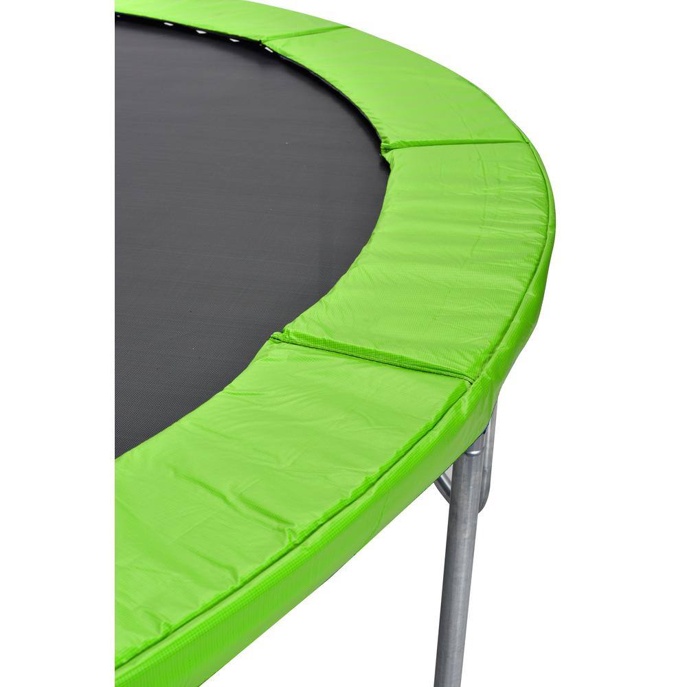 14FT Green Round Trampoline with Enclosure and Ladder