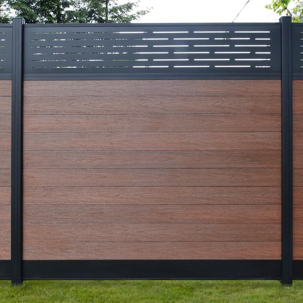 EuroFence Euro Style 6 ft. x 6 ft. Lattice Top Black Rose Aluminum/Composite Horizontal Fence Panel