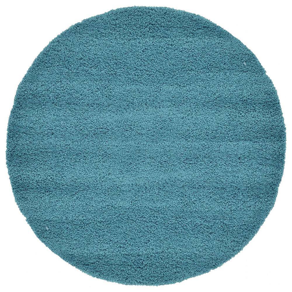 Blue ​Polypropylene 6 ft. x 6 ft. Solid Color Indoor Round Area Rug