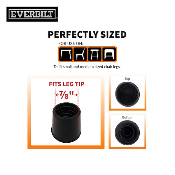 Everbilt 7/8 Black Rubber Leg Caps for Table, Chair, and