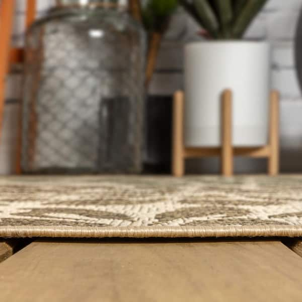 JONATHAN Y Zinnia Modern Floral Sage/Brown 3 ft. 11 in. x 6 ft. Textured  Weave Indoor/Outdoor Area Rug SMB110A-4 - The Home Depot