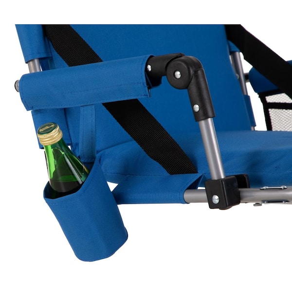 ALPHA CAMP Portable Folding Padded Stadium Seat Bleacher Chair Cup Holder  Blue
