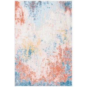 Tulum Ivory/Pink 4 ft. x 6 ft. Rustic Abstract Area Rug