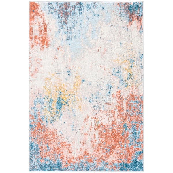 SAFAVIEH Tulum Ivory/Pink 6 ft. x 9 ft. Rustic Abstract Area Rug