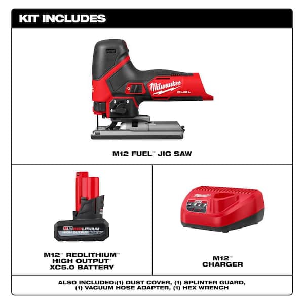 M12 12V Fuel Lithium-Ion Cordless Jig Saw with HIGH OUTPUT XC5. 0 Starter Kit