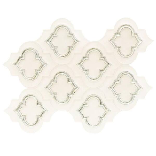 Ivy Hill Tile Steppe Chelsea Super White and Silver Dust Marble Waterjet Mosaic Floor/Wall Tile - 3 in. x 6 in. Tile Sample