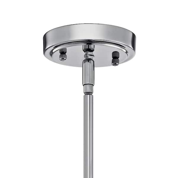 Everly 19.75 in. 1-Light Chrome Transitional Shaded Kitchen Bell Pendant Hanging Light with Clear Glass