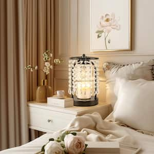 12 in. Black Crystal Candle Warmer Lamp with Timer, Adjustable Height, Electric Heater for Large Jar Candles(with Bulbs)