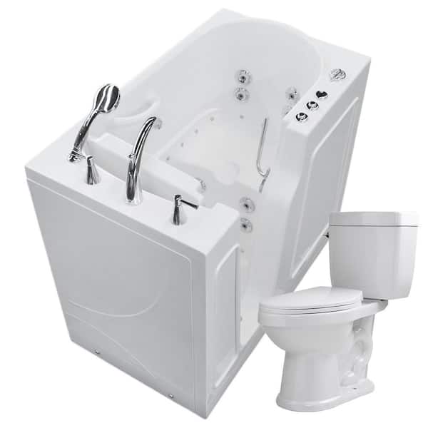 Universal Tubs HD Series 46 in. x 26 in. Left Drain Walk-in Combination Jetted Bathtub in White with 1.6 GPF Single Flush Toilet