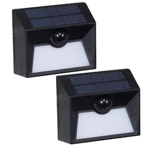 3-Watt Equivalent Integrated LED Black Finish Intelligent Solar Motion Activated Wall-Pack Light (2-Pack), 300 Lumens