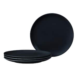 Colorscapes Black-on-Black Swirl 8.25 in. (Black) Porcelain Coupe Salad Plates, (Set of 4)