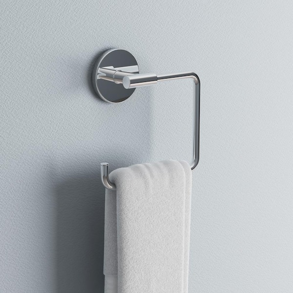 Lyndall Wall Mount Square Open Towel Ring Bath Hardware Accessory in Polished Chrome