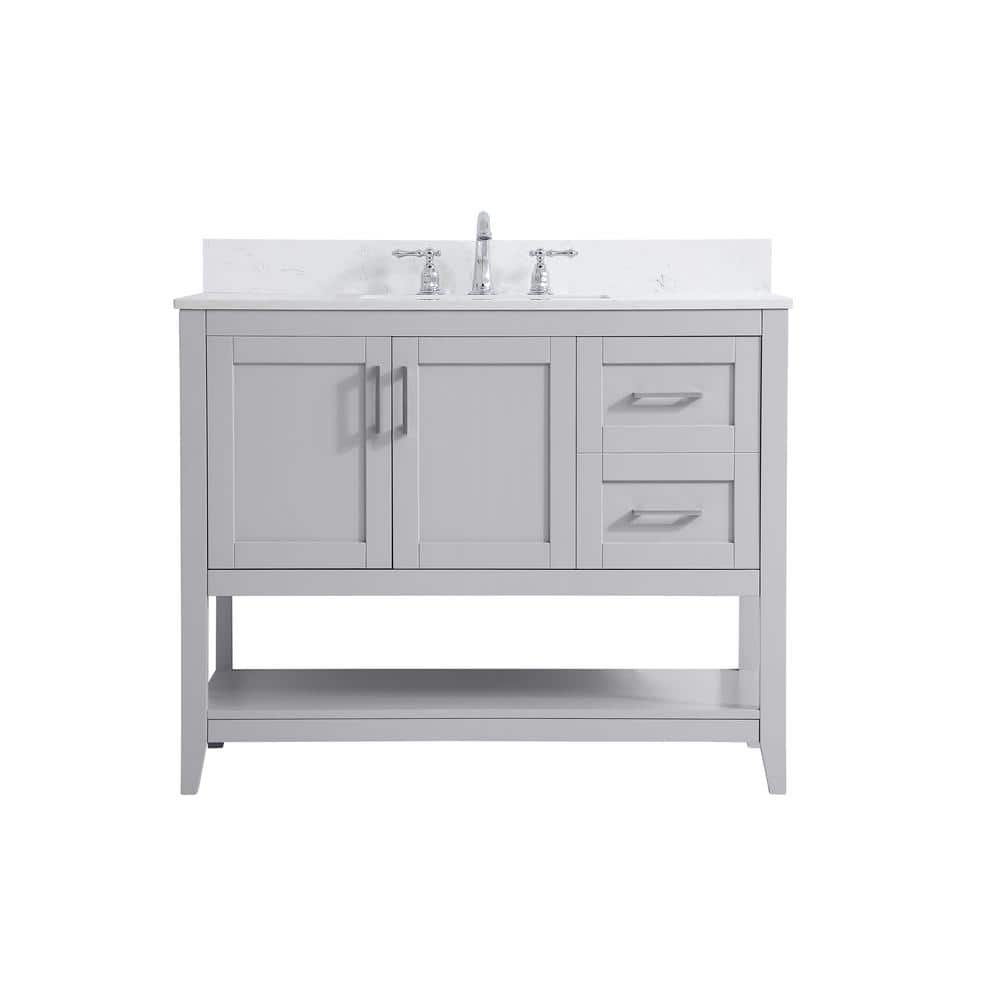Timeless Home 42 in. W Single Bath Vanity in Grey with Engineered Stone Van