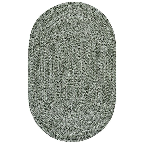 Braided 5 ft. x 8 ft. Oval Dark Green Solid Color Modern Washable Area Rug