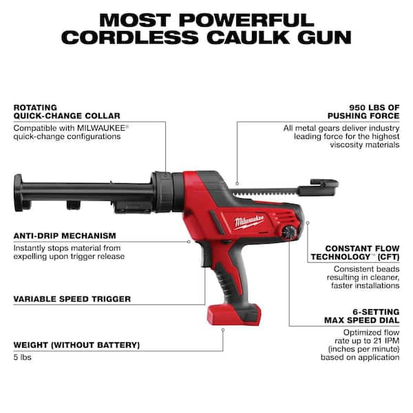 M18 18V Lithium-Ion Cordless 10 oz. Caulk Gun with One 5.0Ah Battery and Charger