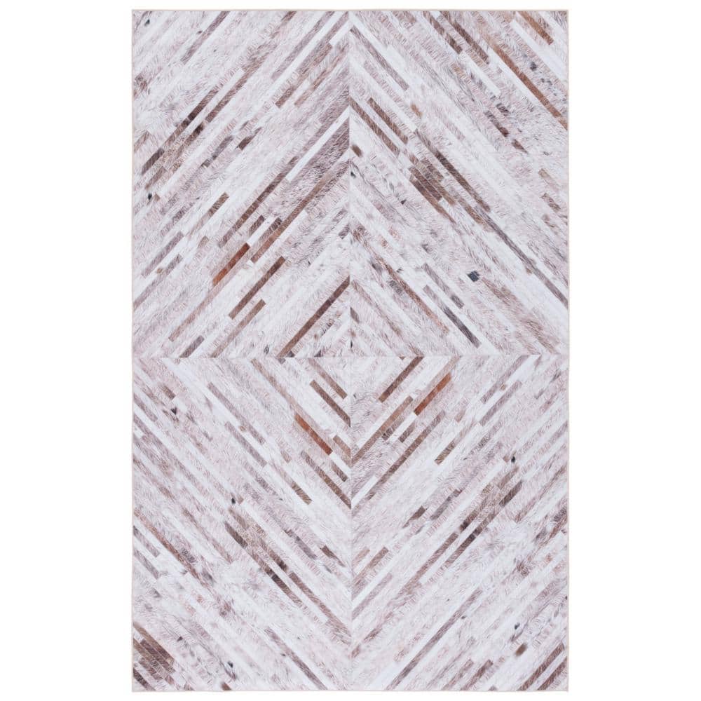 Beige and Brown Faux Hide Washable Area Rug