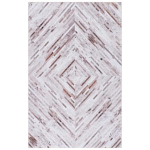 Faux Hide Beige/Brown 5 ft. x 8 ft. Machine Washable Striped Solid Area Rug