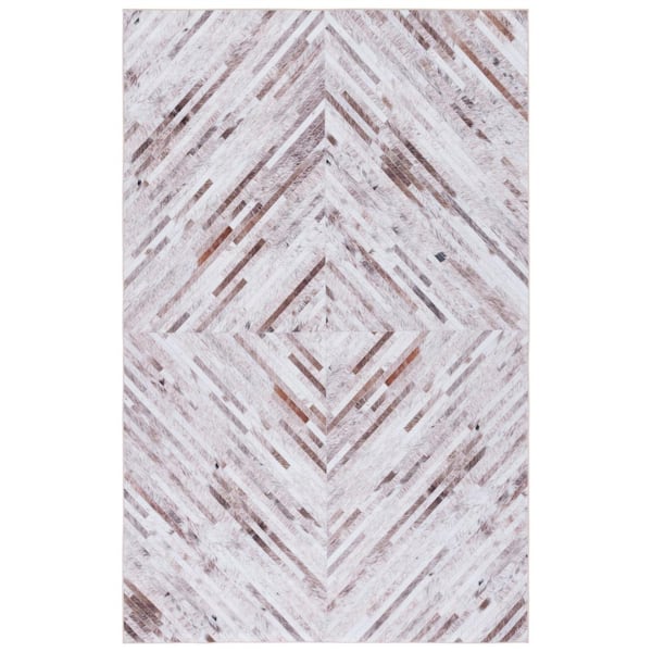 SAFAVIEH Faux Hide Beige/Brown 9 ft. x 12 ft. Machine Washable Striped Solid Area Rug