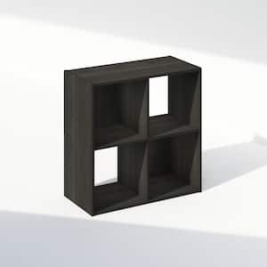 23.8 in. Tall Espresso Wood 4-Shelf Cube Bookcase