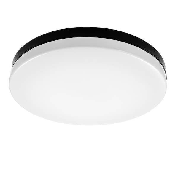 Commercial Electric Flexinstall LED 12 in. Black Edge to Edge Lens Flush Mount Light Recessed Light for Home with 5CCT + DuoBright Dimming