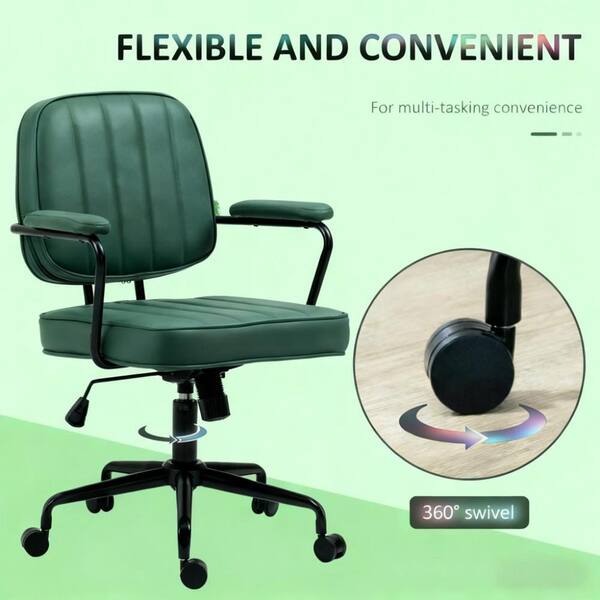 Polyester Adjustable Height Ergonomic Office Chair in Green with