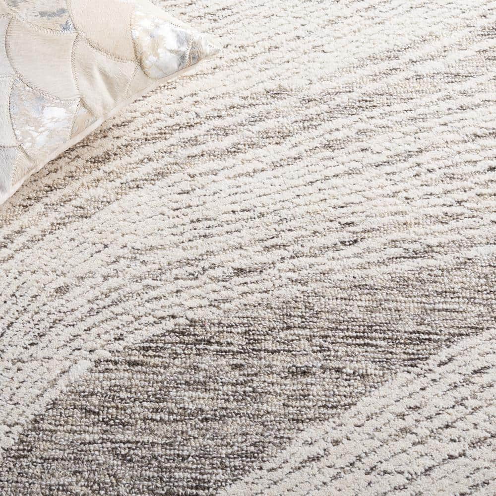Hand-Tufted Ivory and Charcoal Wool Abstract Area Rug, 5' x 8'