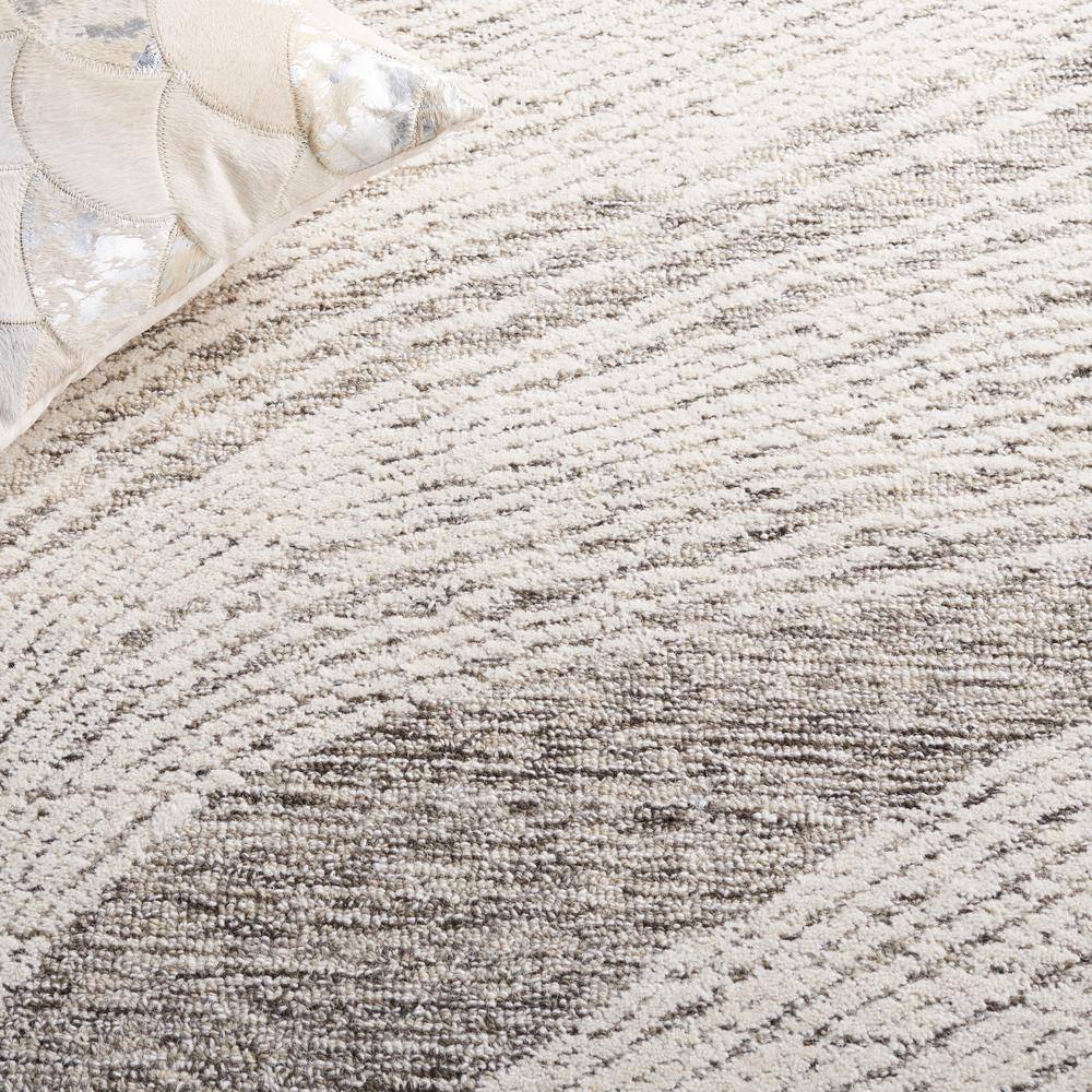 Ivory and Charcoal Abstract Handmade Wool 6' x 9' Area Rug