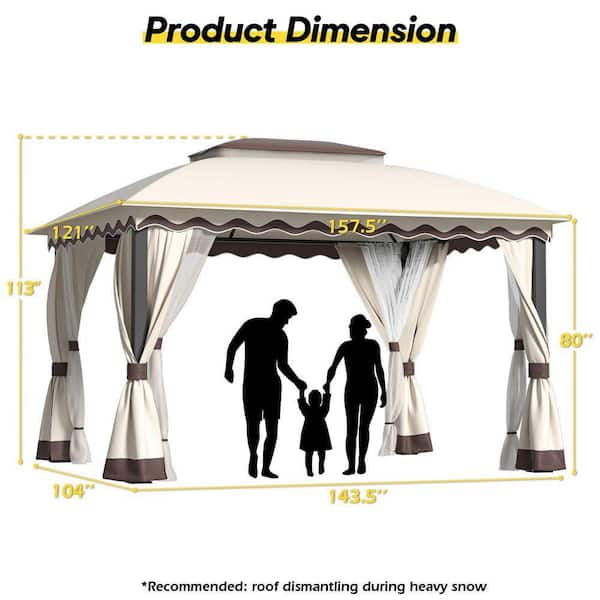 Khaki 13 ft. x 10 ft. Patio Gazebo Canopy Tent Heavy Duty Gazebos