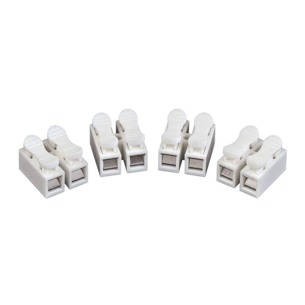 White Plastic Wire-to-Wire Spring Connectors, 4 Pack