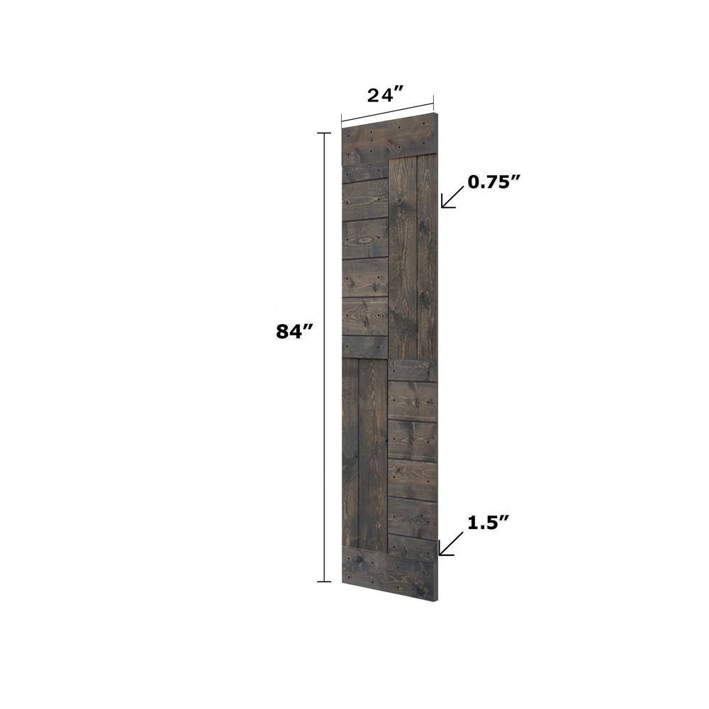 Smoky Gray Solid Wood Textured 24'' x 84'' Barn Door Slab