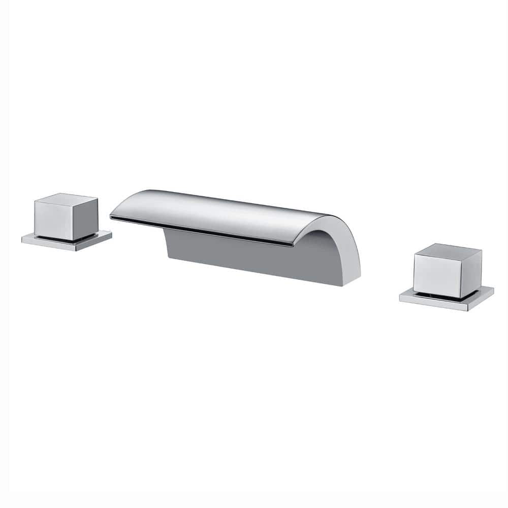 Waterfall Double Handle Tub Deck Mount Roman Tub Faucet with Valves in Chrome price history on PriceWatchPro