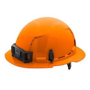 BOLT Orange Type 1 Class C Full Brim Vented Hard Hat with 6 Point Ratcheting Suspension