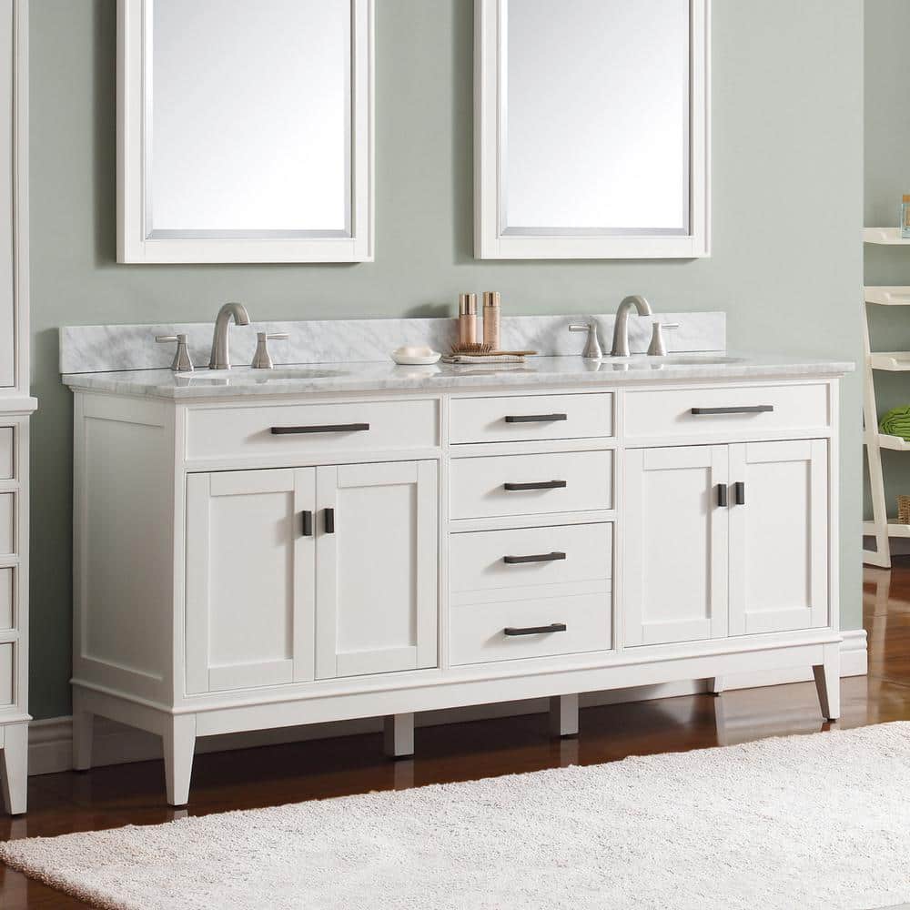 Madison Elegance 72" Double Vanity Cabinet in Pure White with Soft-Close Features