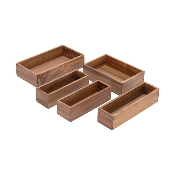 Seville Classics 9-Piece Acacia Wood Pantry Kitchen Storage