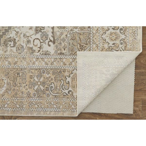 Brown, Ivory 2 ft. x 3 ft.  Floral Area Runner