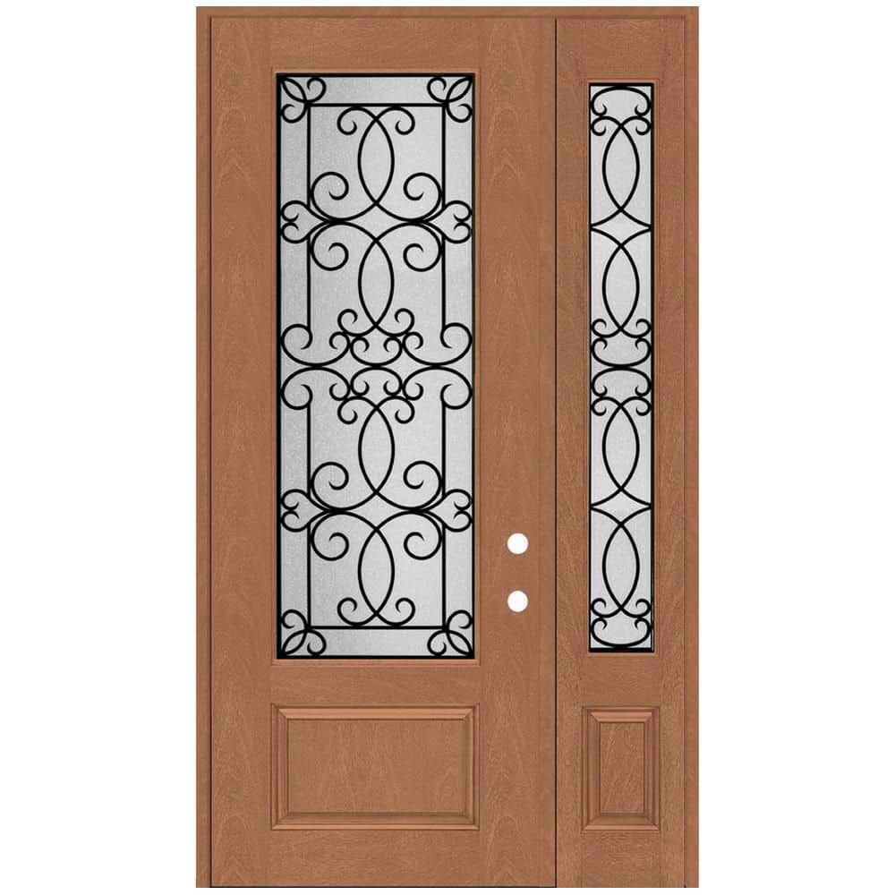 Regency 53 in. x 96 in. 3/4Lite Georgian Decorative Glass RHOS Autumn Mahogany Fiberglass Prehung Front Door 14in.SL price history on PriceWatchPro