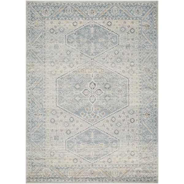Livabliss Alpharetta Blue/Gray Medallion 9 ft. x 12 ft. Indoor Area Rug