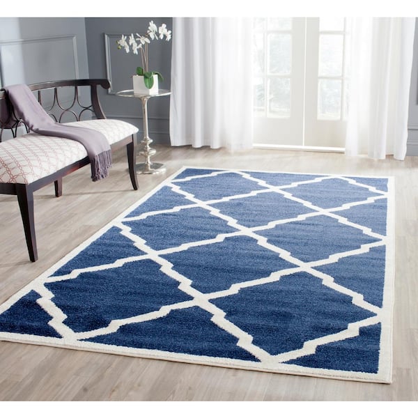 Amherst Navy/Beige 6 ft. x 9 ft. Distressed Diamond Area Rug