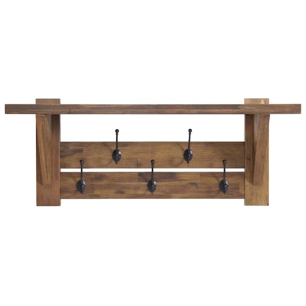 Alaterre Furniture Ryegate Natural 10-Hook Wall Mounted Coat Rack Lowes.com