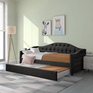 Gray Upholstered Twin Size Daybed with Trundle