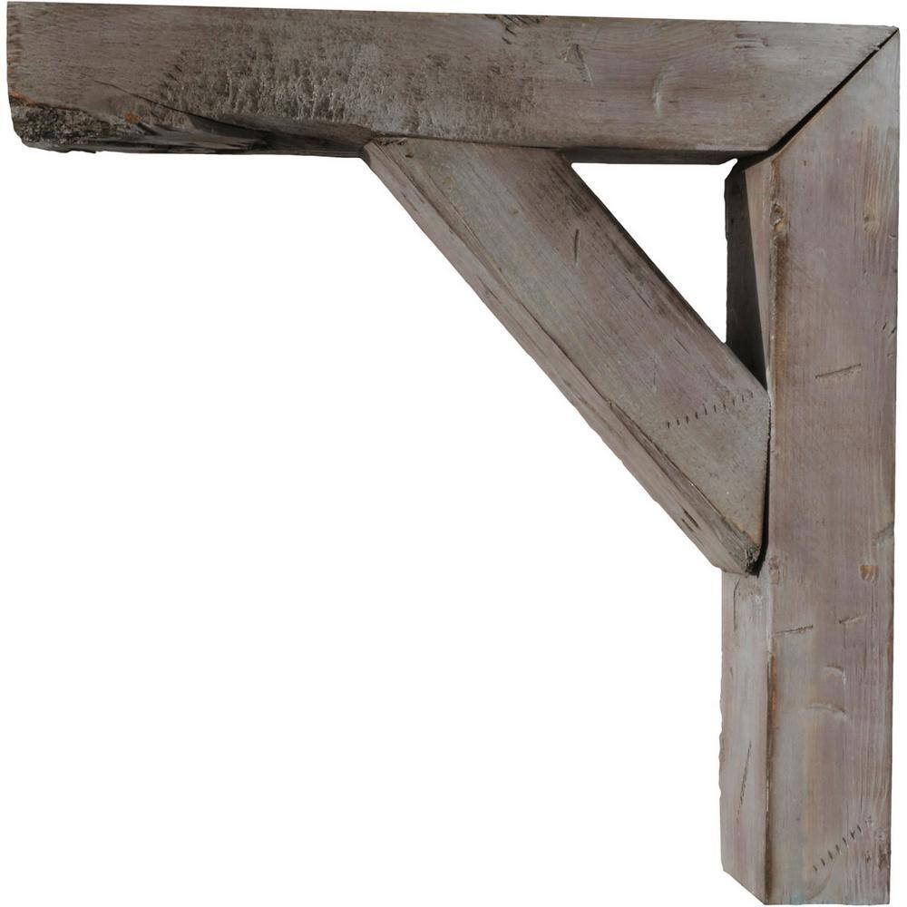 Reclaimed Gray Weathered Wood Farmhouse Shelf Bracket Set