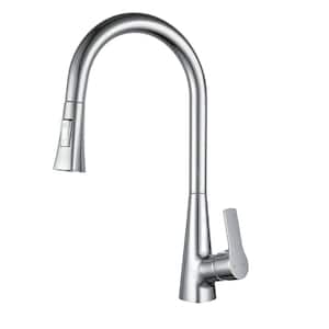 Commercial Single Handle Pull Down Sprayer Kitchen Faucet with Pull Out Spray Wand in Chrome