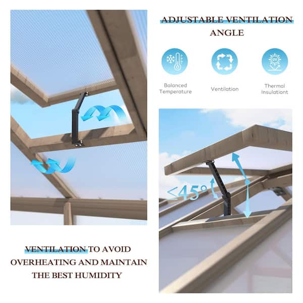 8 ft. W x 14 ft. D Cedar Wood Plant Greenhouse for Outdoors with 2-Adjustable Vents and Multi-Layer Polycarbonate Panels