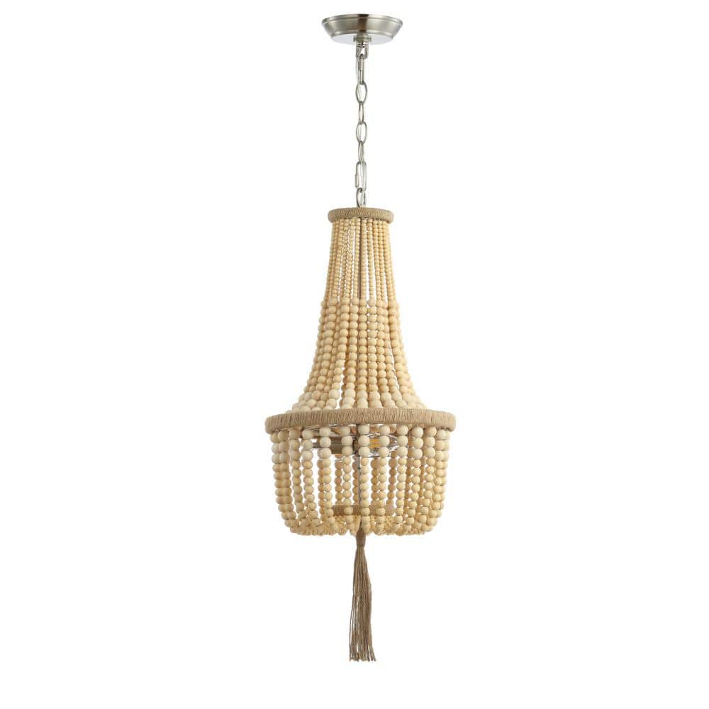 Bohemian Light Wood Beaded Empire Chandelier