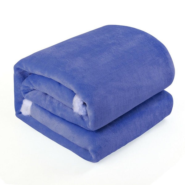 Oumilen Purple Print Flannel Fleece Luxury Lightweight Throw Blanket 50 in. x 60 in.