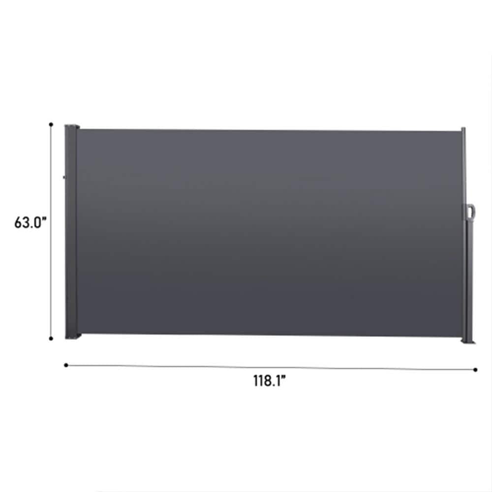 Gray 63" x 118" Retractable Side Awning with Aluminum Frame