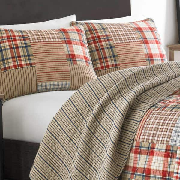 Eddie Bauer Hawthorne 2-Piece Brown Plaid Cotton Blend Twin Quilt