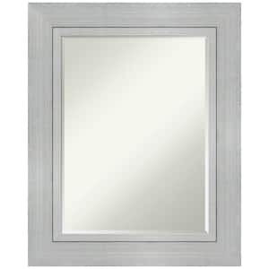 Romano Silver 25.25 in. x 31.25 in. Petite Bevel Classic Rectangle Wood Framed Bathroom Wall Mirror in Silver
