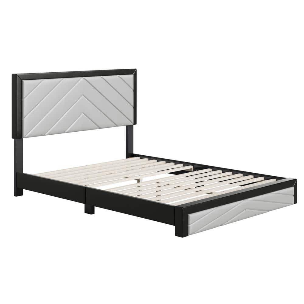 Boyd Sleep Arden Diagonal Faux Leather Platform Bed, Full, Black/Gray ...